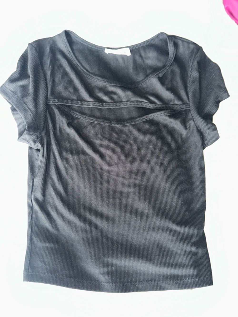 Women’s Black Short Sleeve Ribbed Top